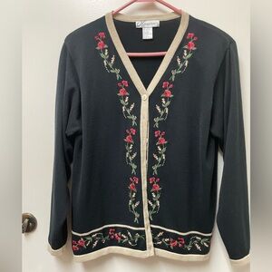 VTG embroidered 8 button cardigan